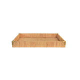 Worlds Away Small Rectangular Natural Rattan Wrapped Trays With Brass Corners