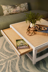 Worlds Away Small Rectangular Natural Rattan Wrapped Trays With Brass Corners