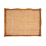 Worlds Away Rectangular Natural Rattan Wrapped Tray With Wave Shaped Edge