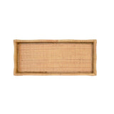 Worlds Away Small Rectangle Scalloped Edge Tray In Rattan