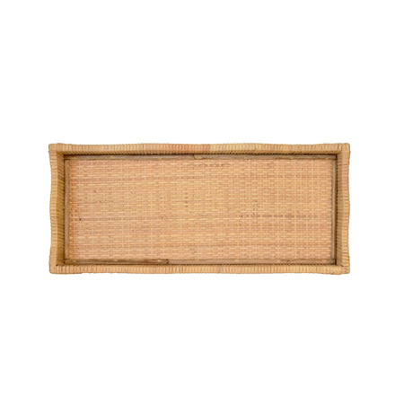 Worlds Away Small Rectangle Scalloped Edge Tray In Rattan