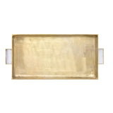 Worlds Away Cast Metal Tray In Antique Brass Finish With Agate Handles