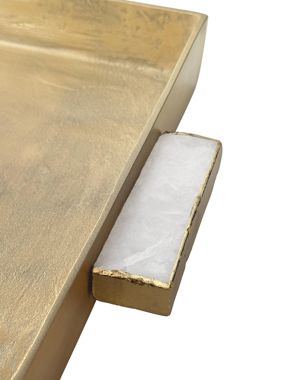 Worlds Away Cast Metal Tray In Antique Brass Finish With Agate Handles