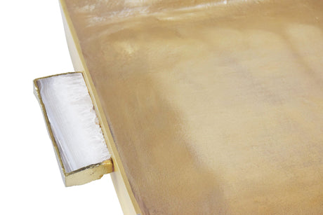 Worlds Away Cast Metal Tray In Antique Brass Finish With Agate Handles