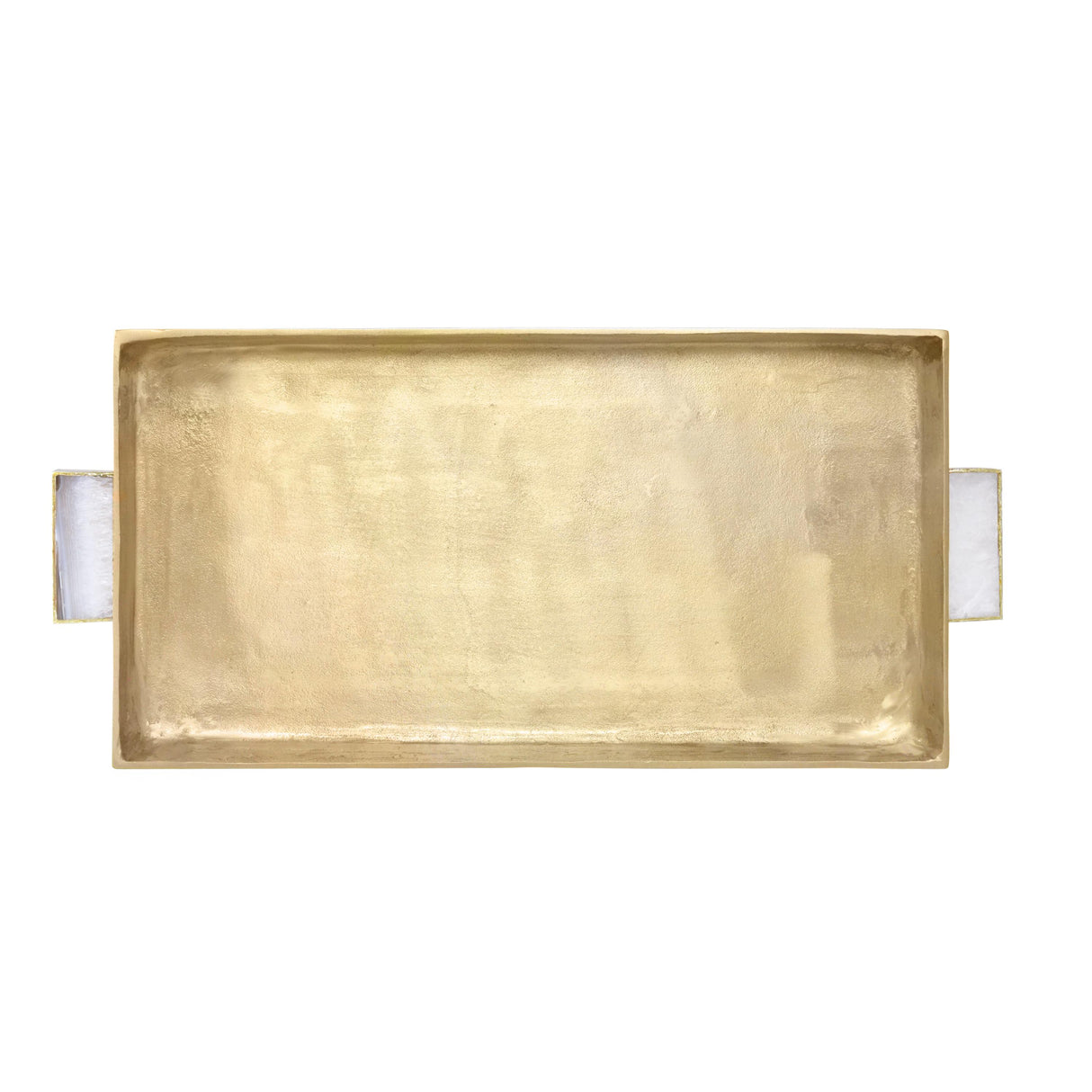 Worlds Away Cast Metal Tray In Antique Brass Finish With Agate Handles