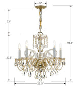 Crystorama Traditional Crystal 5 Light Spectra Crystal Polished Brass Chandelier