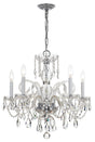Crystorama Traditional Crystal 5 Light Hand Cut Crystal Polished Chrome Chandelier