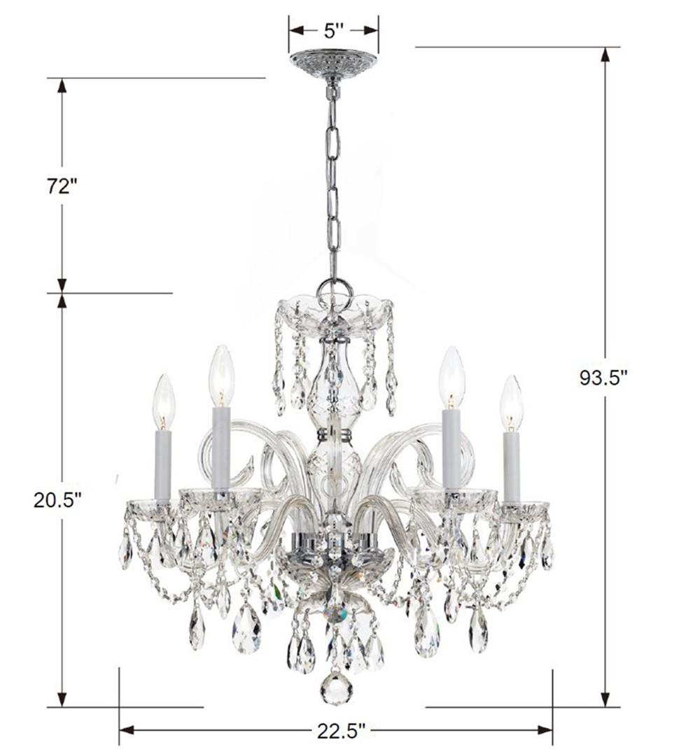 Crystorama Traditional Crystal 5 Light Hand Cut Crystal Polished Chrome Chandelier