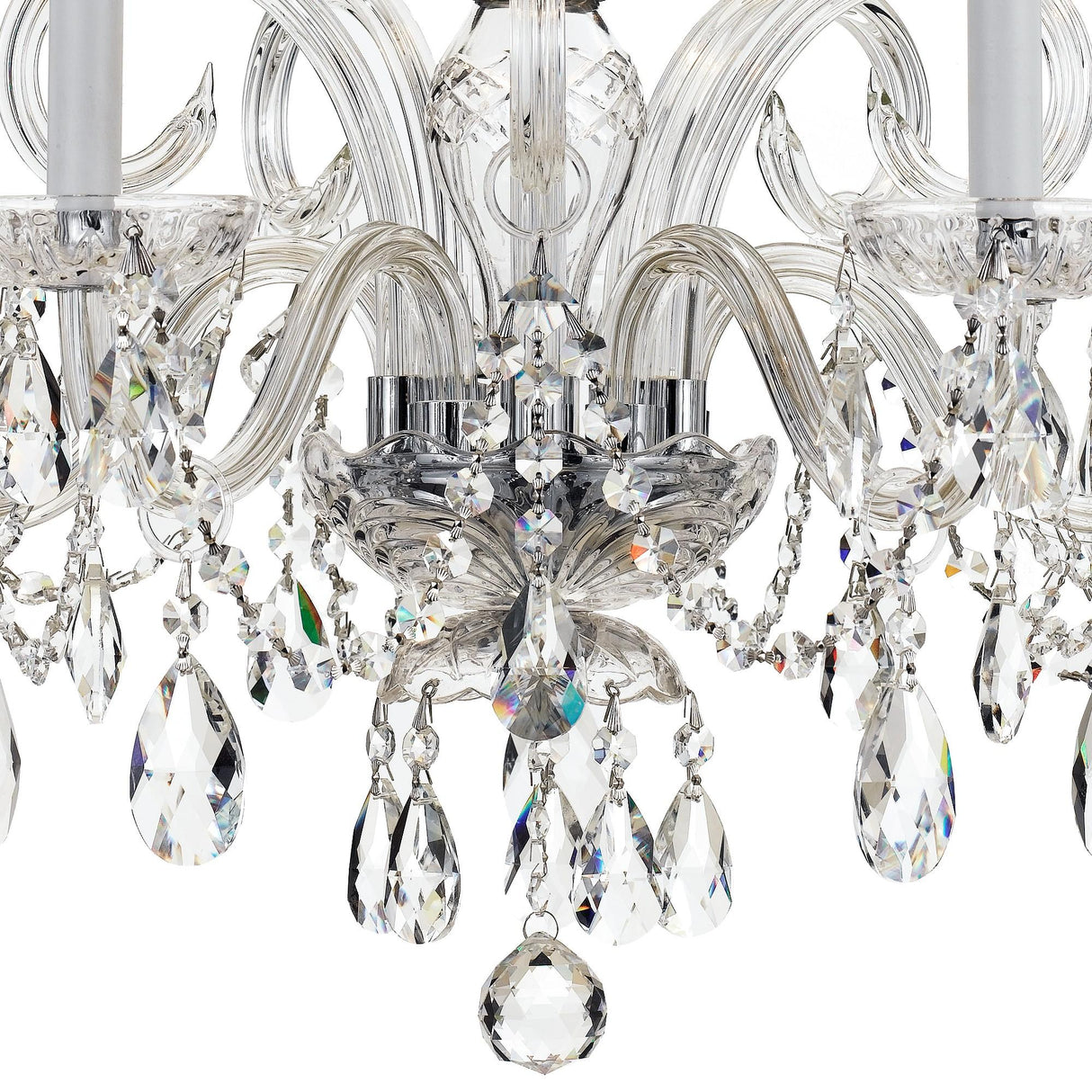Crystorama Traditional Crystal 5 Light Hand Cut Crystal Polished Chrome Chandelier