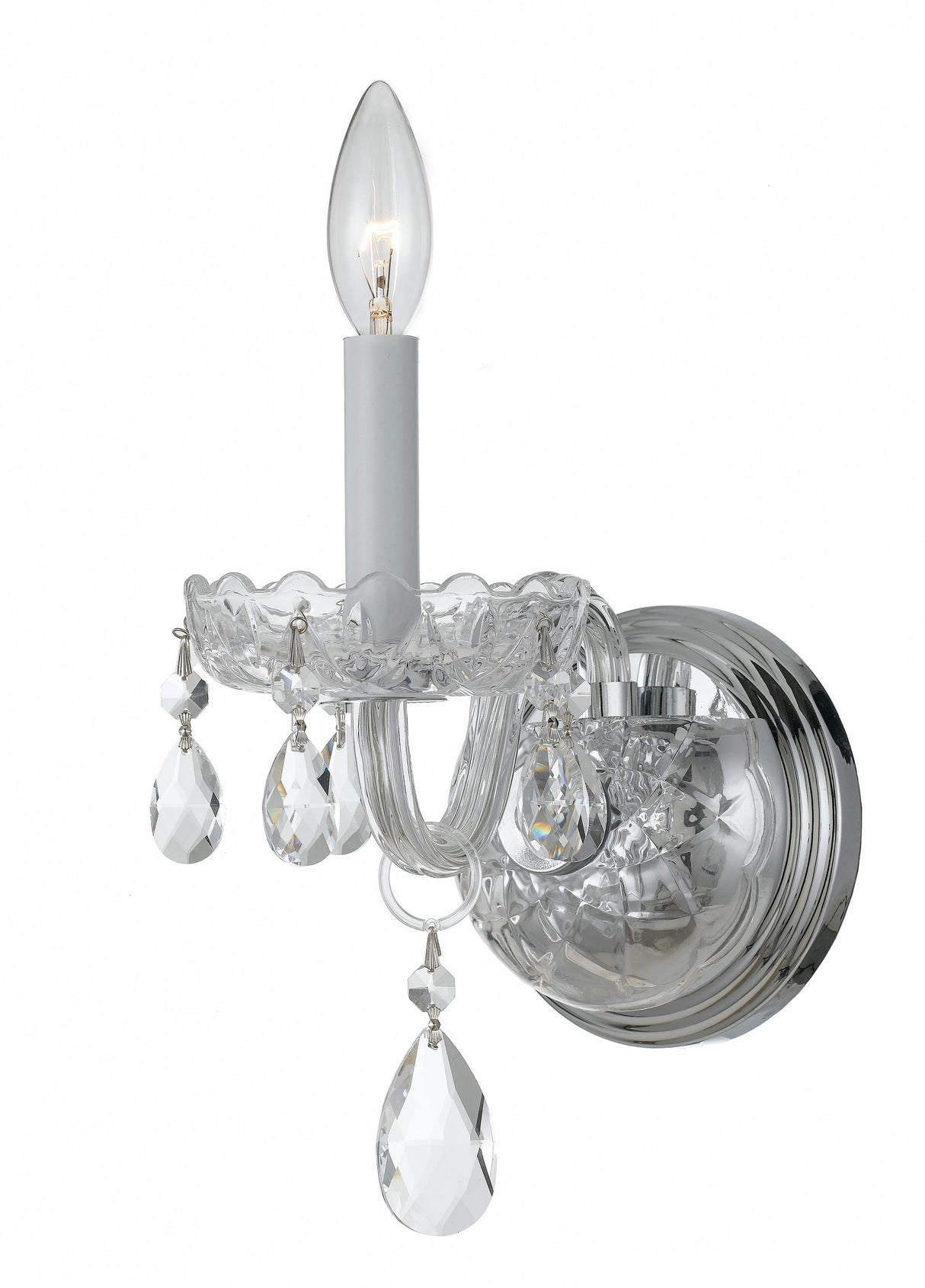 Crystorama Traditional Crystal 1 Light Hand Cut Crystal Polished Chrome Sconce