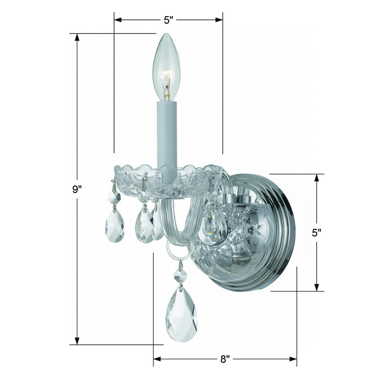Crystorama Traditional Crystal 1 Light Hand Cut Crystal Polished Chrome Sconce