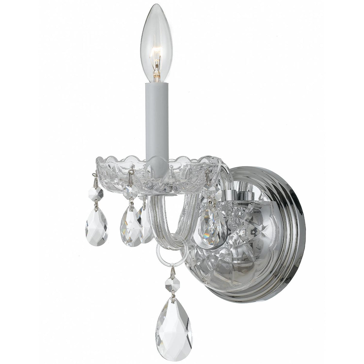 Crystorama Traditional Crystal 1 Light Hand Cut Crystal Polished Chrome Sconce