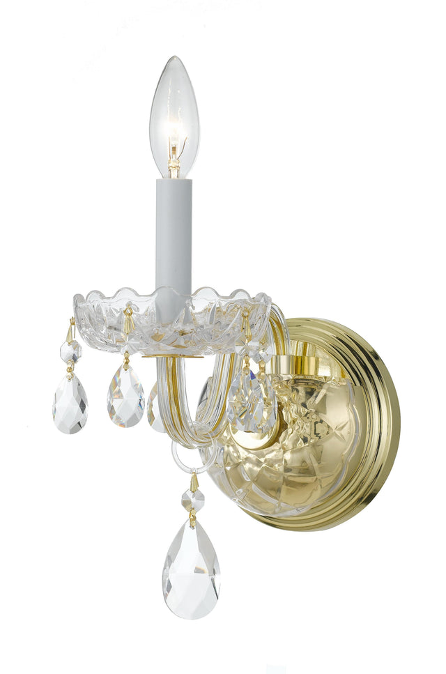 Crystorama Traditional Crystal 1 Light Hand Cut Crystal Polished Brass Sconce