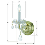 Crystorama Traditional Crystal 1 Light Hand Cut Crystal Polished Brass Sconce