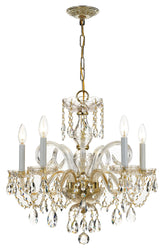 Crystorama Traditional Crystal 5 Light Swarovski Strass Crystal Polished Brass Chandelier