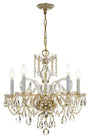 Crystorama Traditional Crystal 5 Light Hand Cut Crystal Polished Brass Chandelier