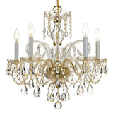 Crystorama Traditional Crystal 5 Light Hand Cut Crystal Polished Brass Chandelier