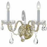 Crystorama Traditional Crystal 2 Light Hand Cut Crystal Polished Brass Sconce