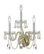 Crystorama Traditional Crystal 3 Light Hand Cut Crystal Polished Brass Sconce