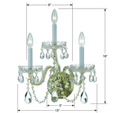 Crystorama Traditional Crystal 3 Light Hand Cut Crystal Polished Brass Sconce