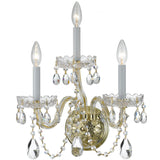 Crystorama Traditional Crystal 3 Light Hand Cut Crystal Polished Brass Sconce