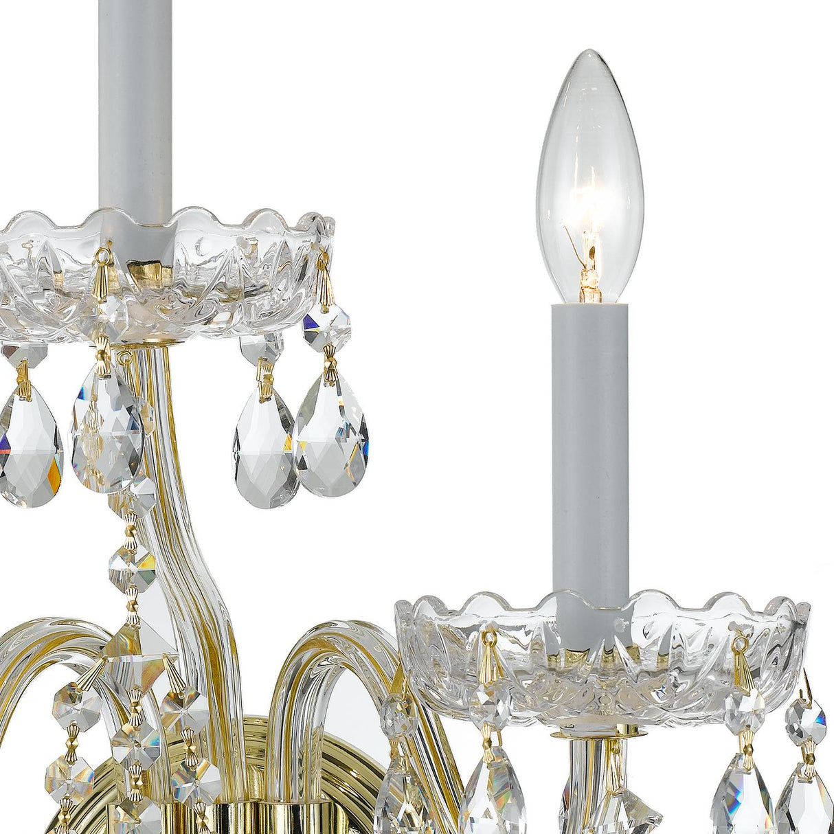 Crystorama Traditional Crystal 3 Light Hand Cut Crystal Polished Brass Sconce