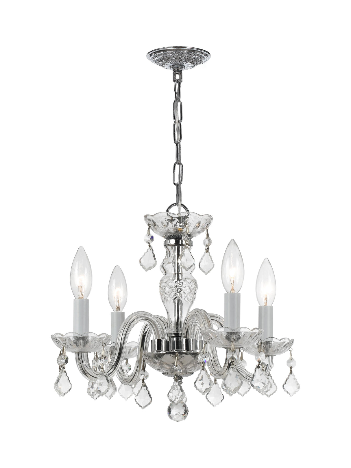 Crystorama Traditional Crystal 4 Light Hand Cut Crystal Polished Chrome Mini Chandelier