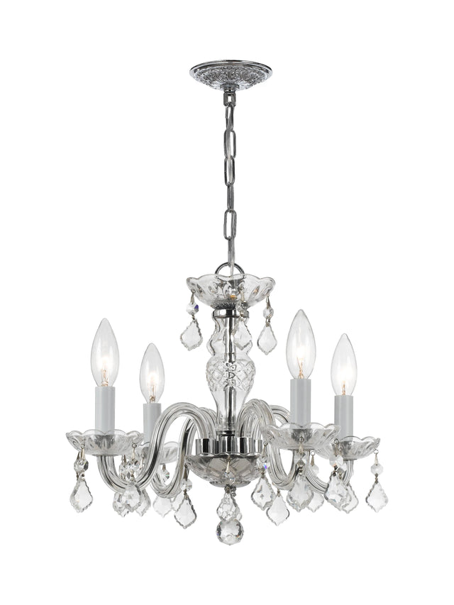 Crystorama Traditional Crystal 4 Light Hand Cut Crystal Polished Chrome Mini Chandelier