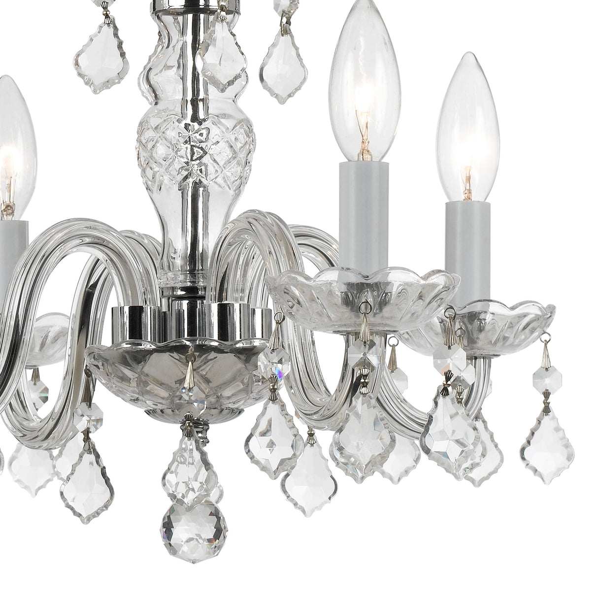 Crystorama Traditional Crystal 4 Light Hand Cut Crystal Polished Chrome Mini Chandelier