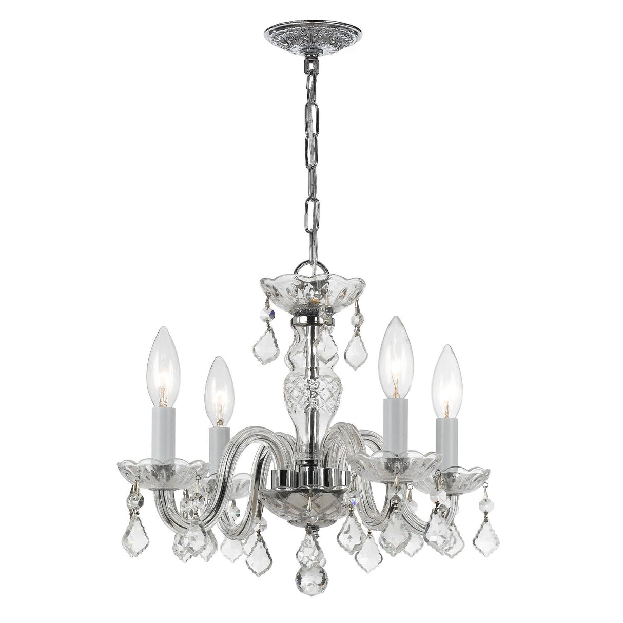 Crystorama Traditional Crystal 4 Light Hand Cut Crystal Polished Chrome Mini Chandelier