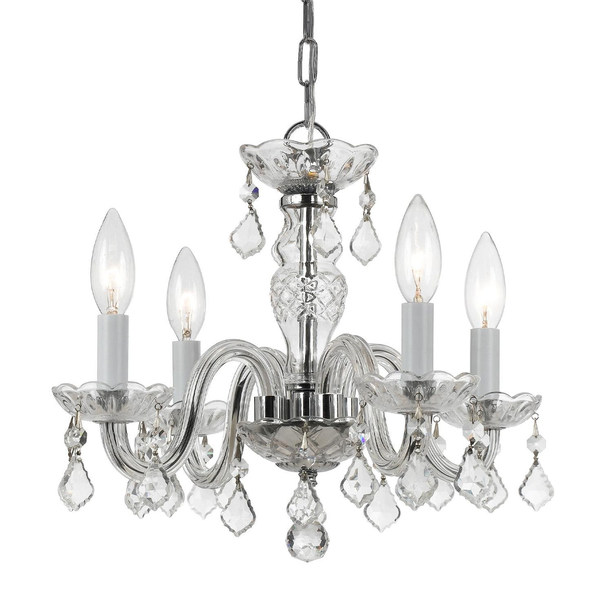 Crystorama Traditional Crystal 4 Light Hand Cut Crystal Polished Chrome Mini Chandelier