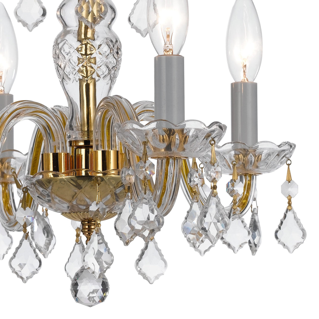 Crystorama Traditional Crystal 4 Light Clear Italian Crystal Polished Brass Mini Chandelier
