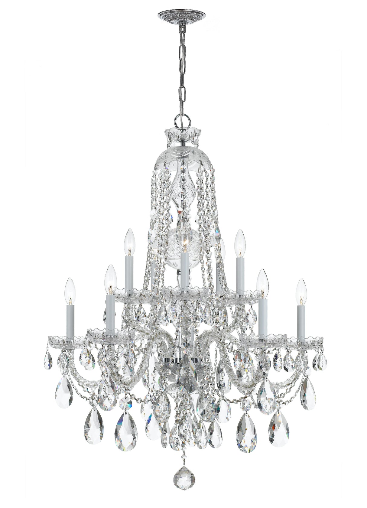 Crystorama Traditional Crystal 10 Light Swarovski Strass Crystal Polished Chrome Chandelier