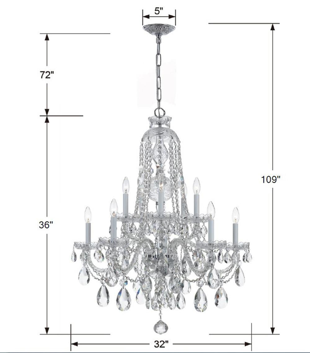 Crystorama Traditional Crystal 10 Light Swarovski Strass Crystal Polished Chrome Chandelier