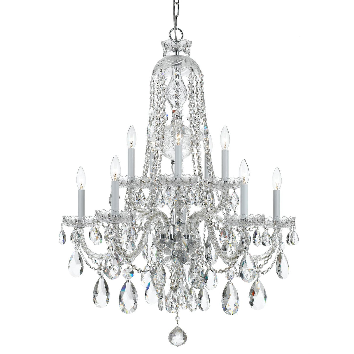 Crystorama Traditional Crystal 10 Light Hand Cut Crystal Polished Chrome Chandelier