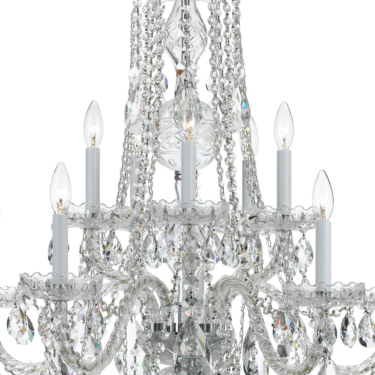 Crystorama Traditional Crystal 10 Light Hand Cut Crystal Polished Chrome Chandelier