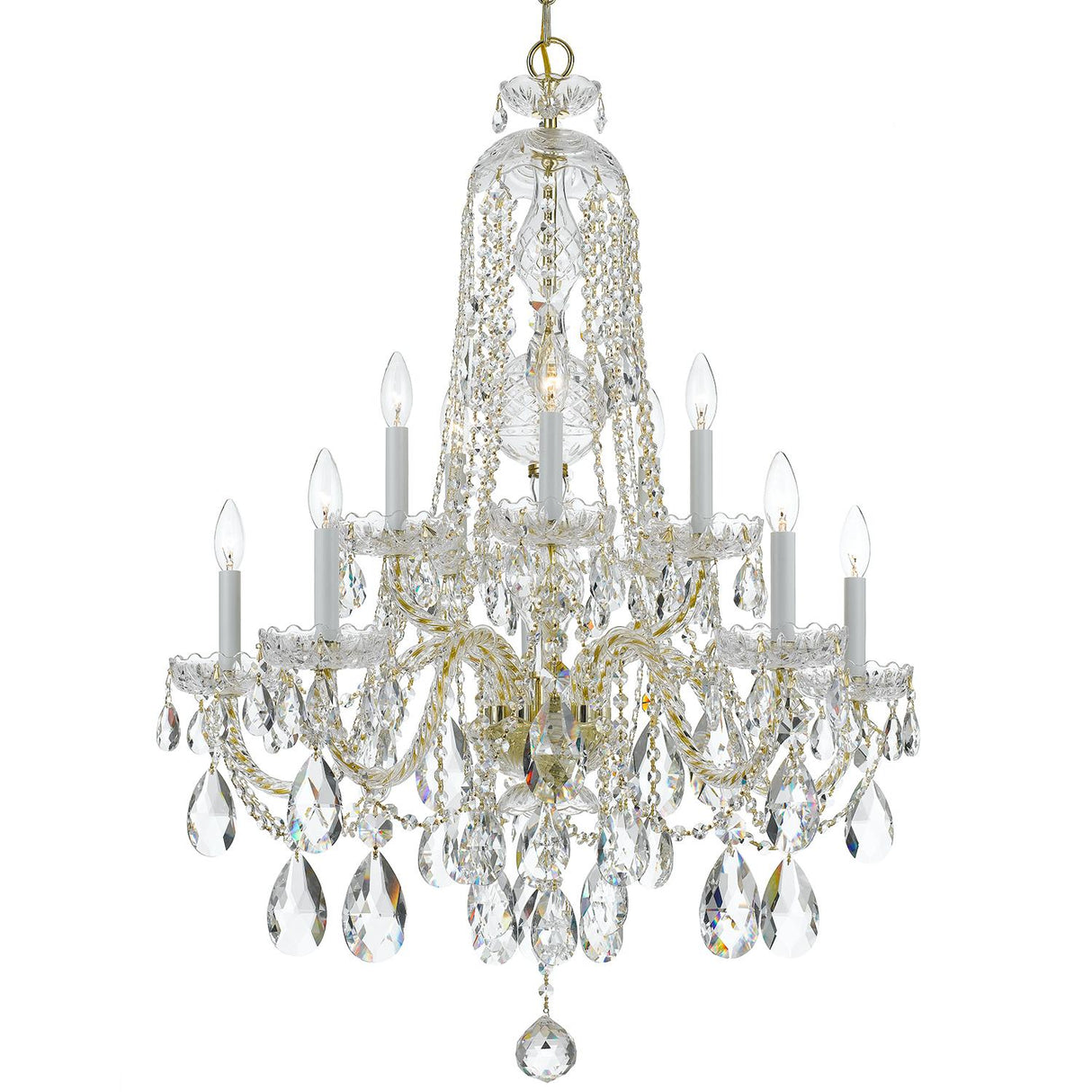 Crystorama Traditional Crystal 10 Light Hand Cut Crystal Polished Brass Chandelier