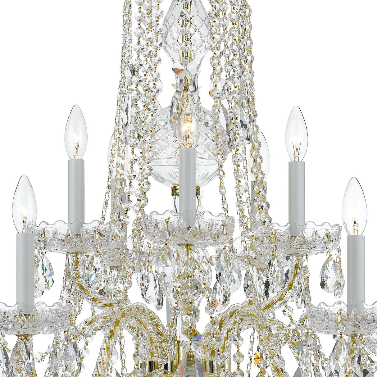 Crystorama Traditional Crystal 10 Light Hand Cut Crystal Polished Brass Chandelier