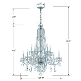 Crystorama Traditional Crystal 12 Light Hand Cut Crystal Polished Chrome Chandelier