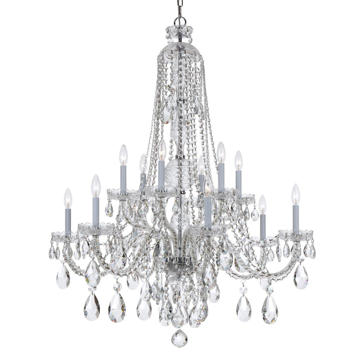 Crystorama Traditional Crystal 12 Light Hand Cut Crystal Polished Chrome Chandelier