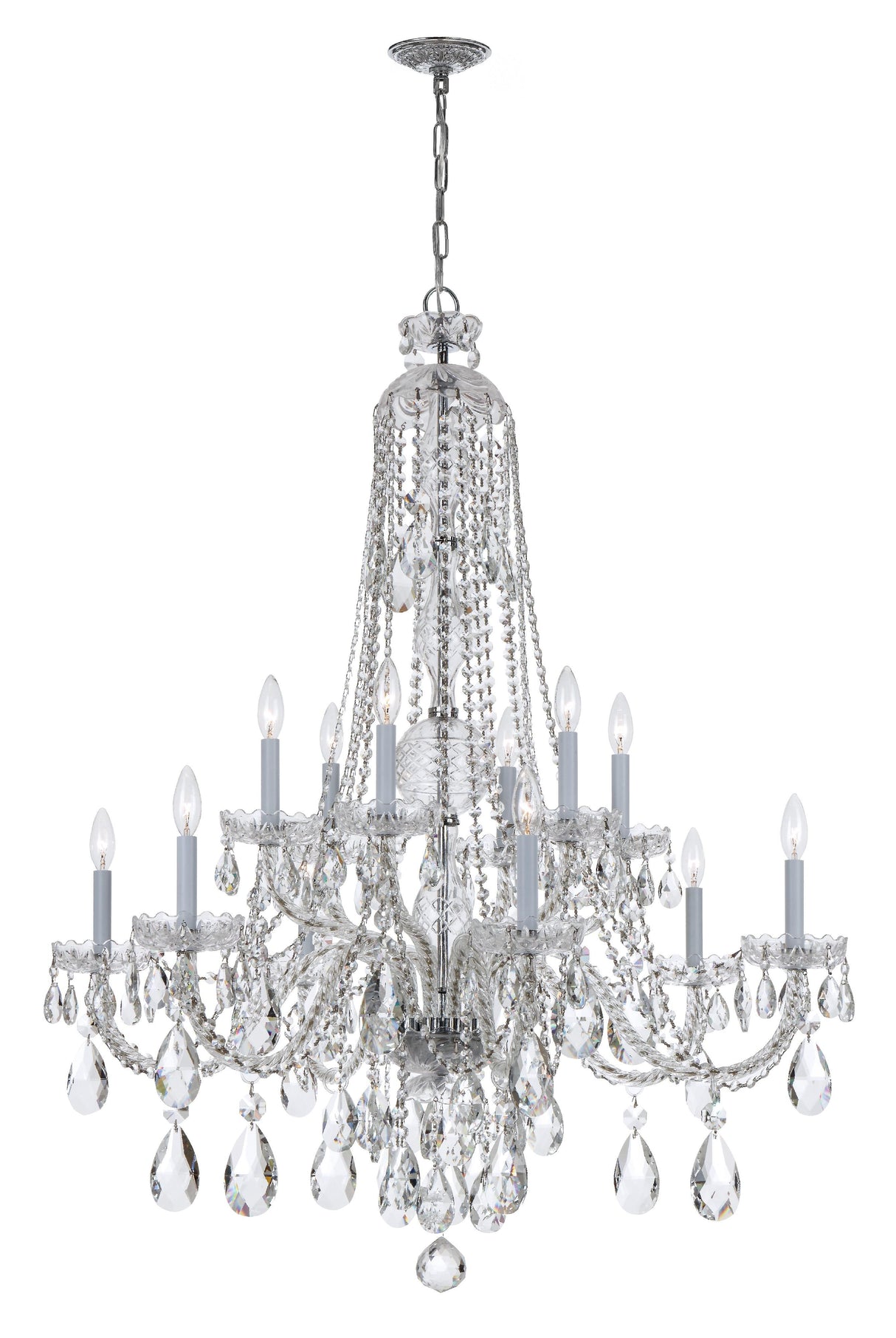 Crystorama Traditional Crystal 12 Light Swarovski Strass Crystal Polished Chrome Chandelier