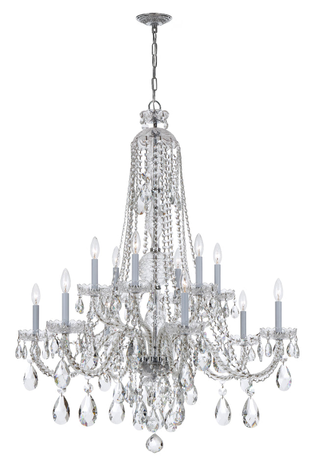Crystorama Traditional Crystal 12 Light Swarovski Strass Crystal Polished Chrome Chandelier