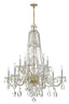 Crystorama Traditional Crystal 12 Light Hand Cut Crystal Polished Brass Chandelier