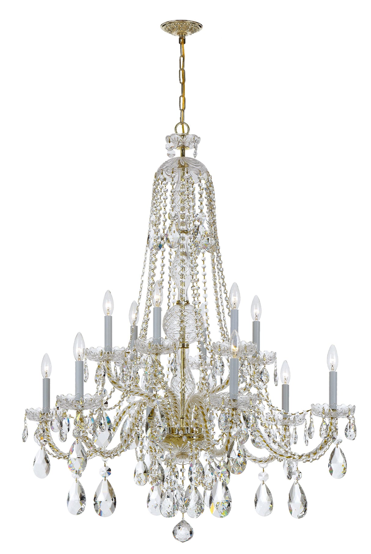 Crystorama Traditional Crystal 12 Light Spectra Crystal Polished Brass Chandelier
