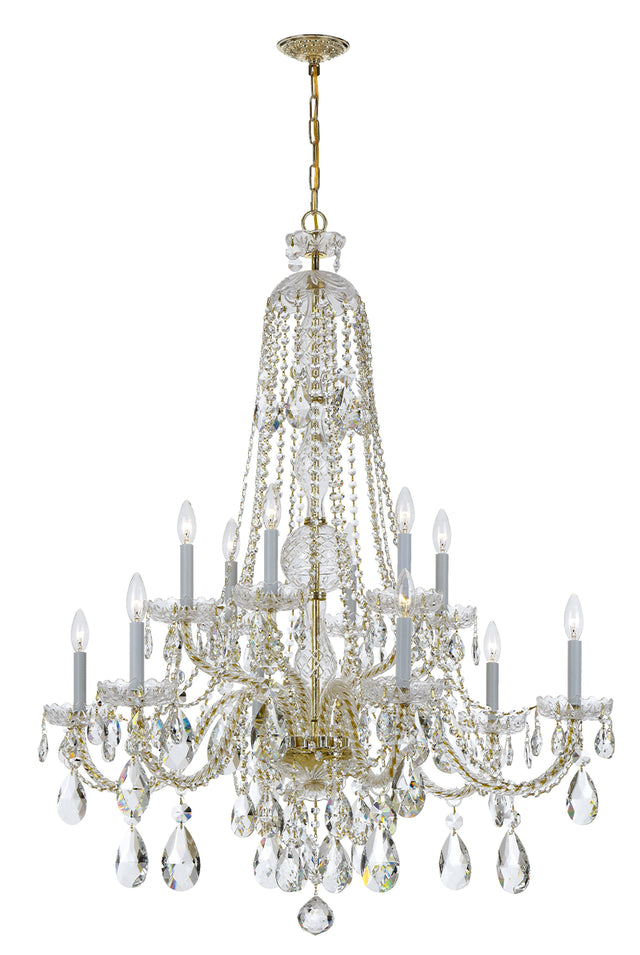 Crystorama Traditional Crystal 12 Light Spectra Crystal Polished Brass Chandelier