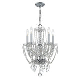 Crystorama Traditional Crystal 5 Light Hand Cut Crystal Polished Chrome Mini Chandelier