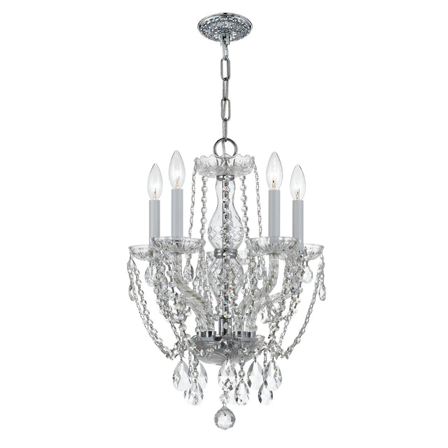 Crystorama Traditional Crystal 5 Light Hand Cut Crystal Polished Chrome Mini Chandelier