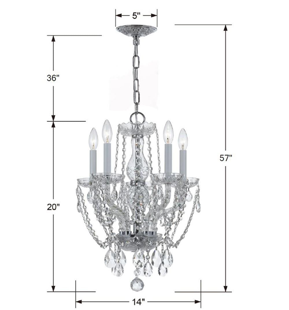 Crystorama Traditional Crystal 5 Light Hand Cut Crystal Polished Chrome Mini Chandelier