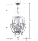 Crystorama Traditional Crystal 5 Light Hand Cut Crystal Polished Chrome Mini Chandelier