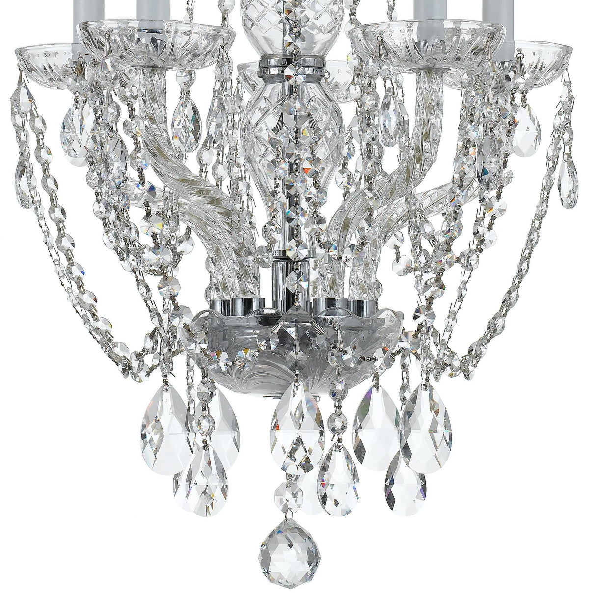Crystorama Traditional Crystal 5 Light Hand Cut Crystal Polished Chrome Mini Chandelier